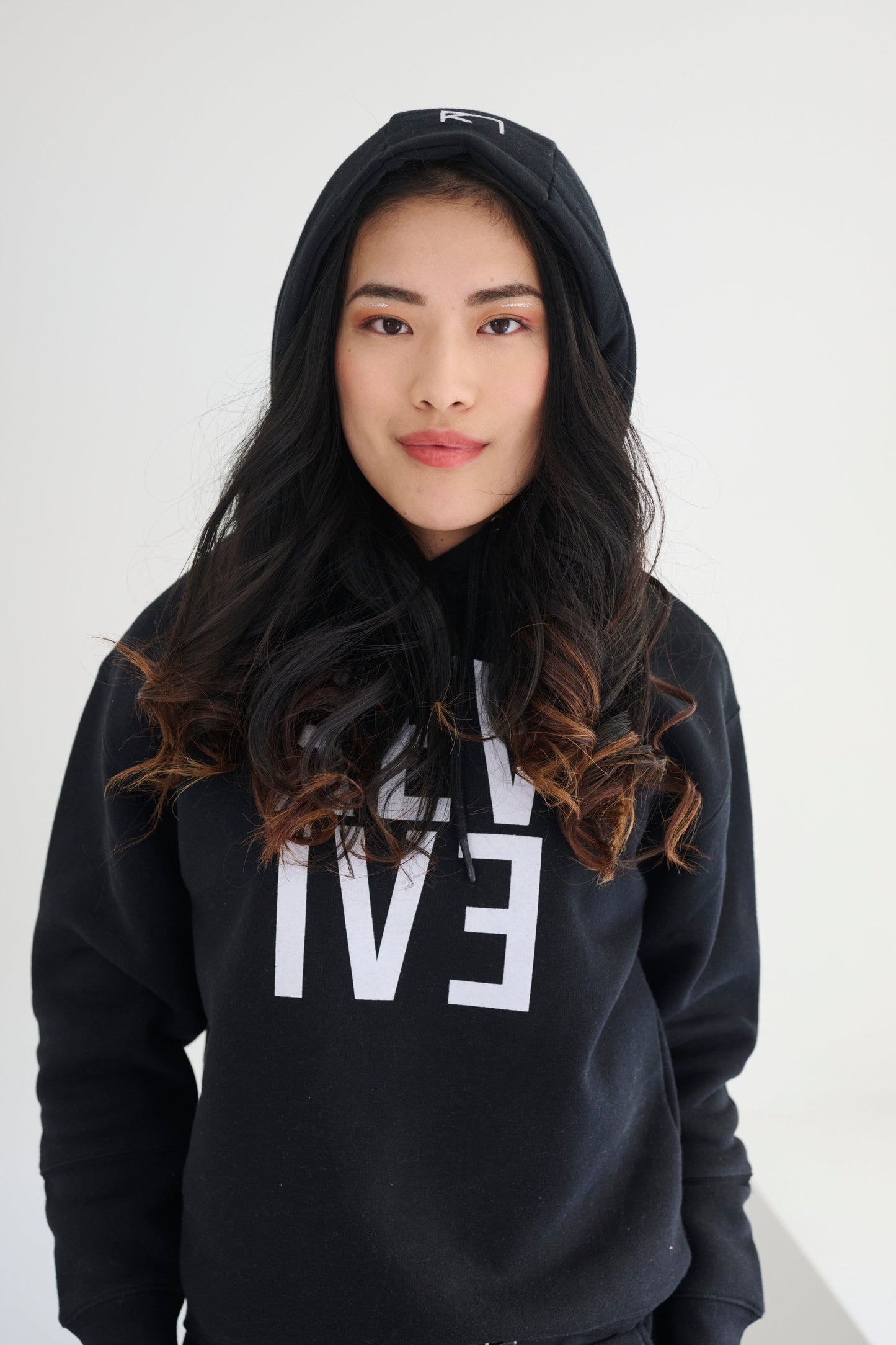 Two Piece Lounge Set. Hooded Sweatshirt and Jogger - Black