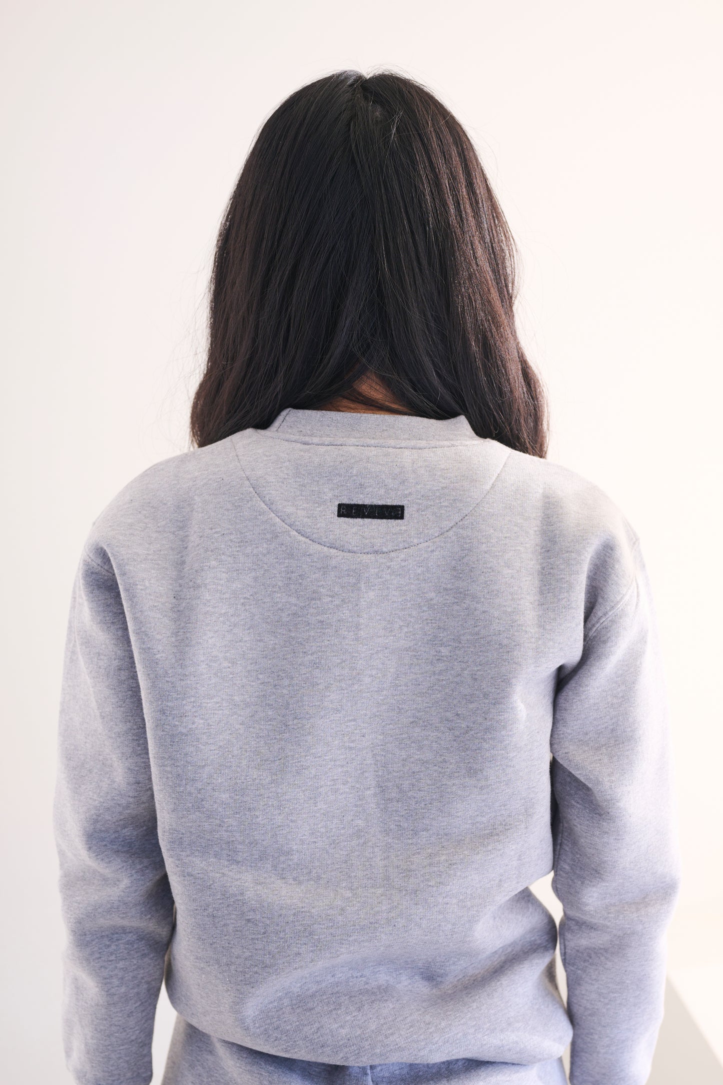 Two Piece Lounge Set. Crew Neck Jumper and Jogger - Grey Heather