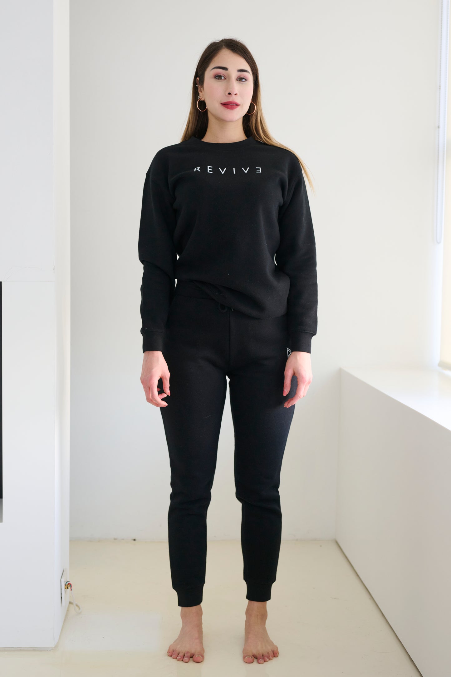 Two Piece Lounge Set. Crew Neck Sweatshirt and Jogger Pants