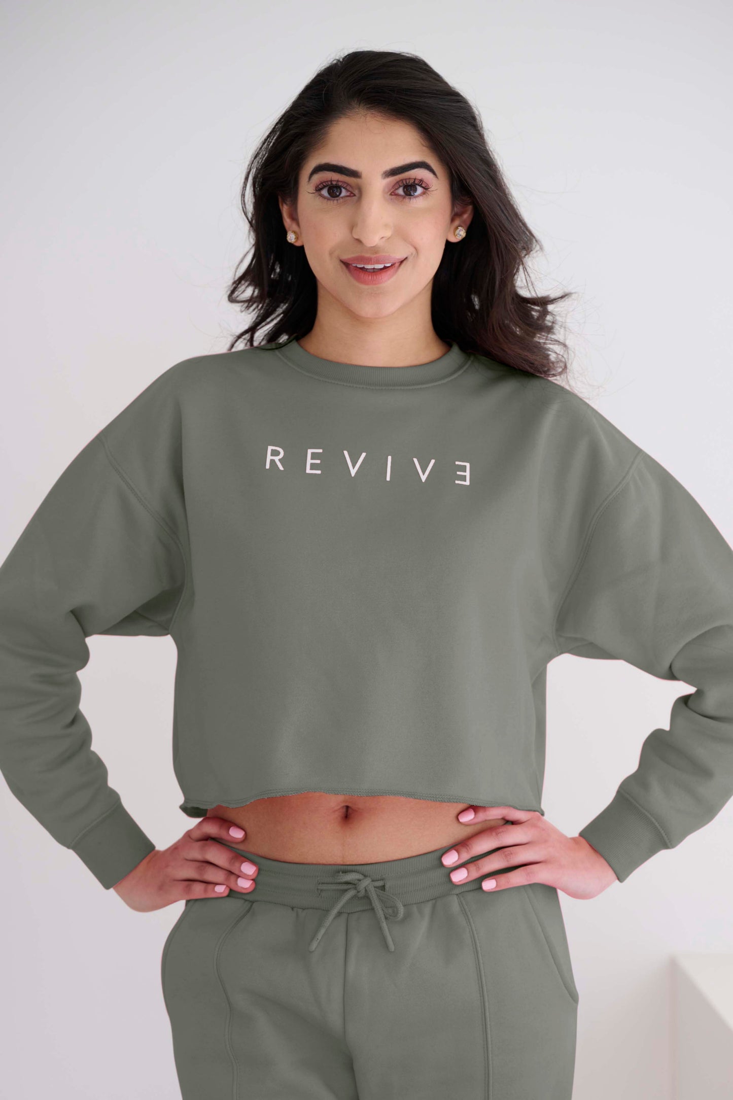 Cropped Sweatshirt - Khaki