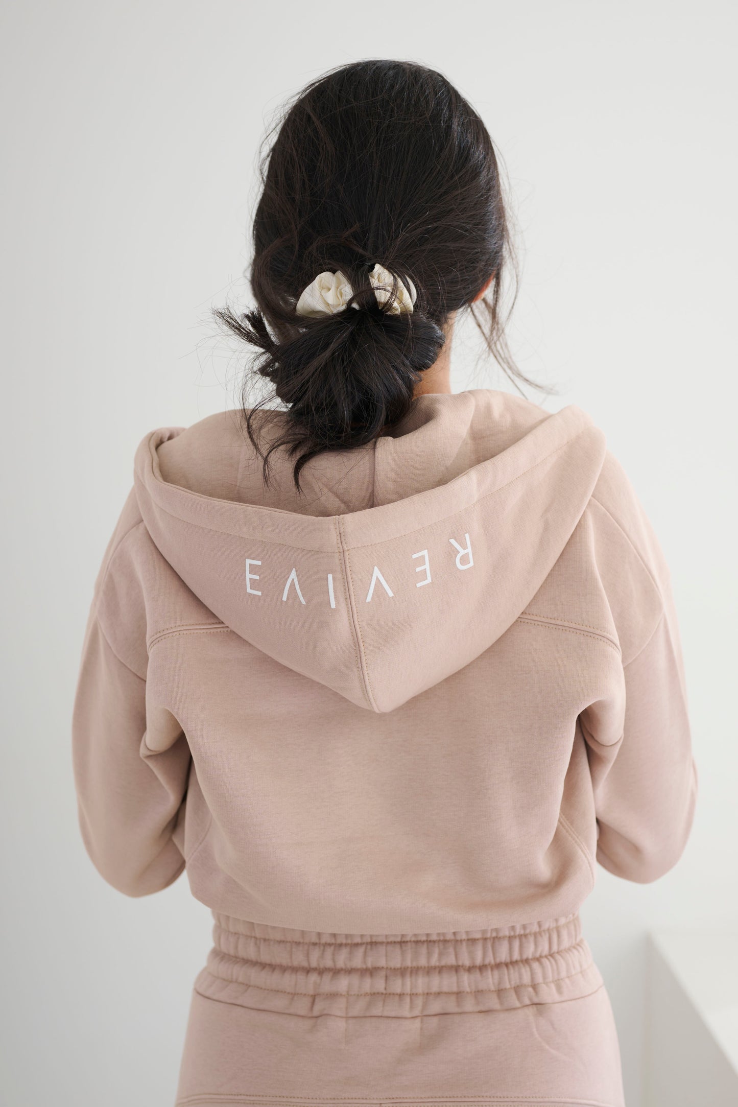 Cropped Zip Hoodie - Taupe